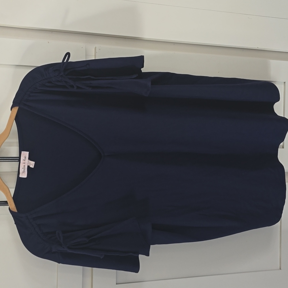 Navy Blue V-Neck Top